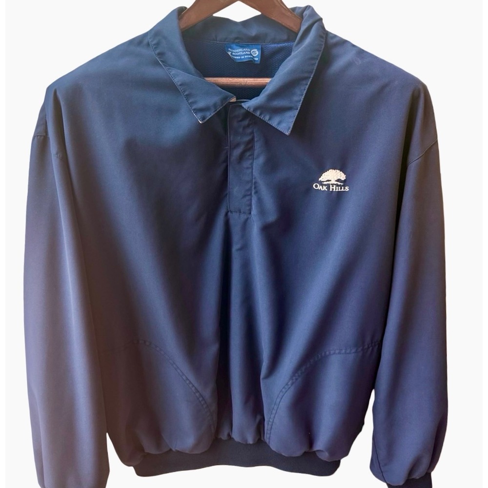 Sunderland Scotland Golf Pullover Jacket Navy Oak Hills Mens (See Measurements)